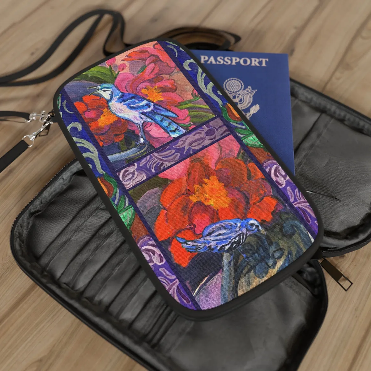 Passport Wallet - Blue Birds