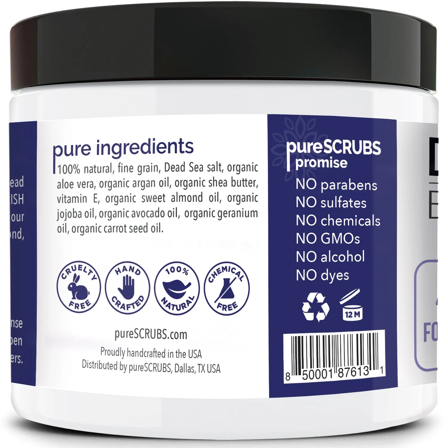Unscented Body Scrub / Dead Sea Salt / Premium Blend #10