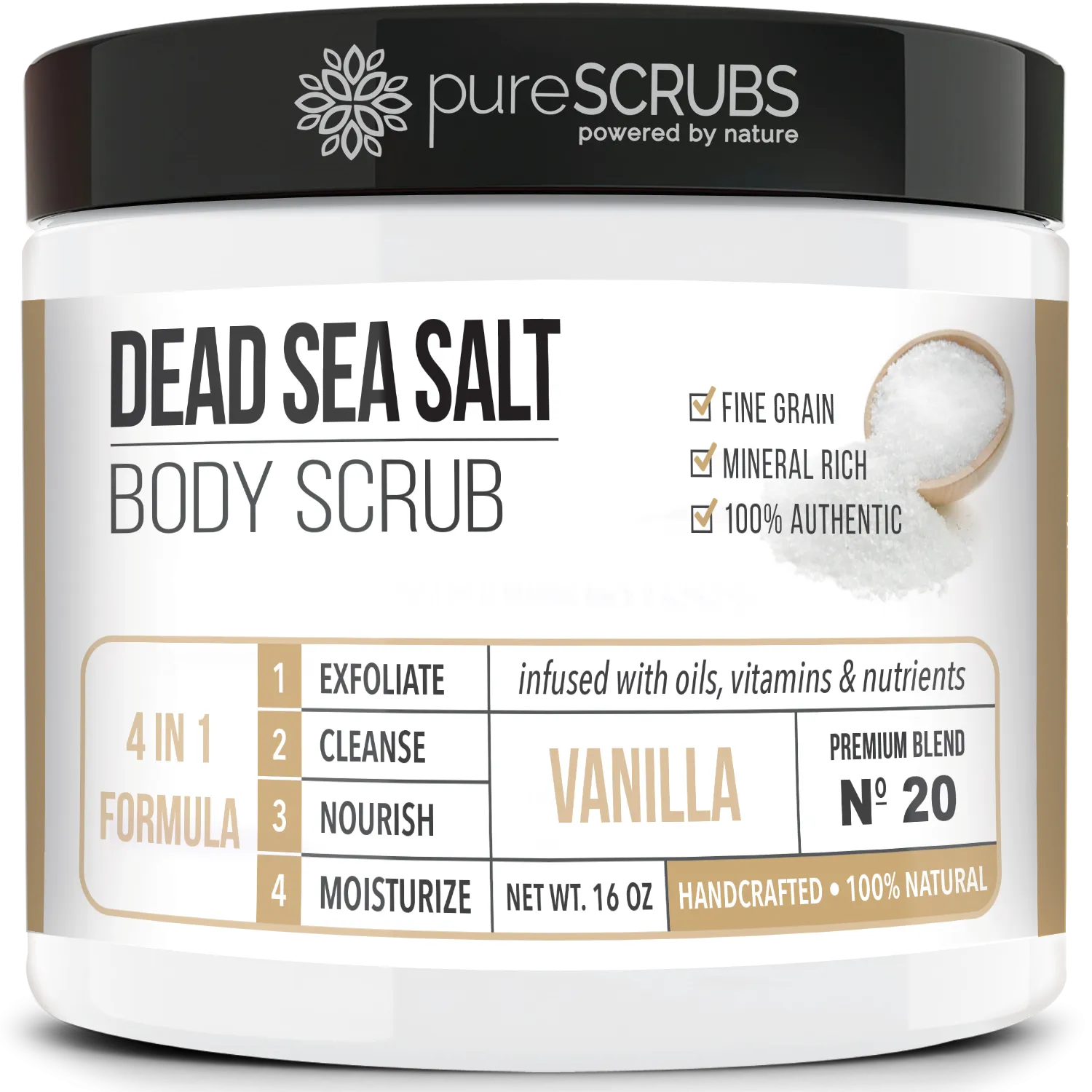 Vanilla Body Scrub / Dead Sea Salt / Premium Blend #20